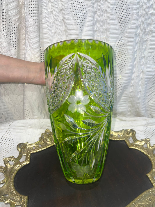 nachtmann lime paridot crystal vase